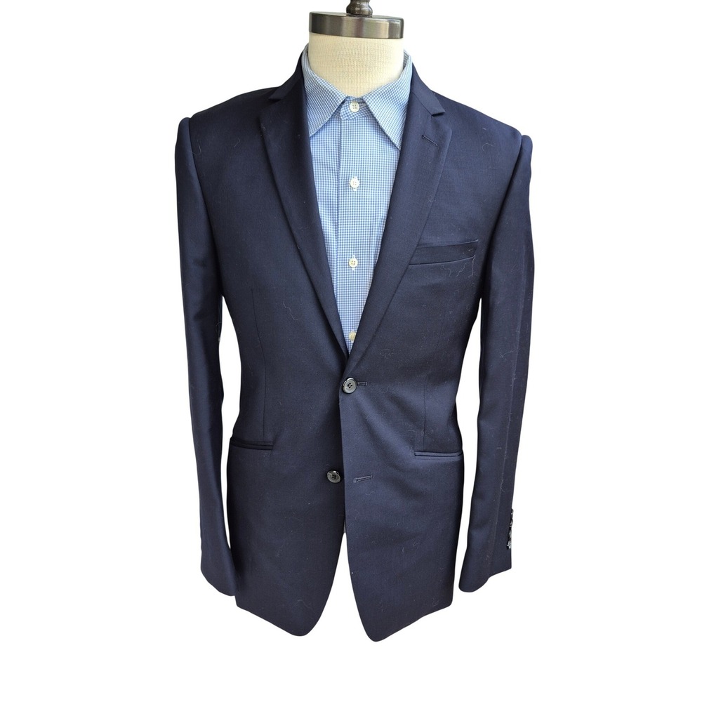 Combatant Gentlemen Dark‎ Navy Blue Wool Slim Fit Blazer Sport Coat 38R